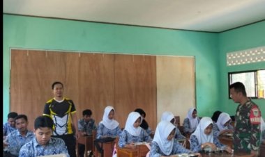 Babinsa Koramil 2214/Surade Dampingi Kegiatan Makan Sehat Gratis di Desa Sirnasari