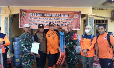 DANDIM 0622/KABUPATEN SUKABUMI PIMPIN APEL TANGGAP DARURAT BENCANA BANJIR,  TANAH LONGSOR DAN BERSAMA KEPALA BPBD KAB SUKABUMI TINJAU LOKASI BENCANA