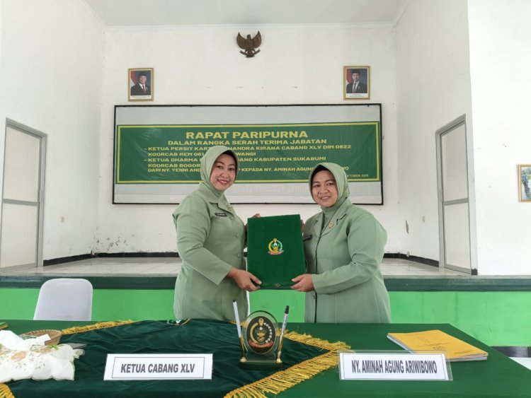 Serah Terima Jabatan Ketua Persit Kartika Chandra Kirana Cabang XLV Dim 0622/Kabupaten Sukabumi