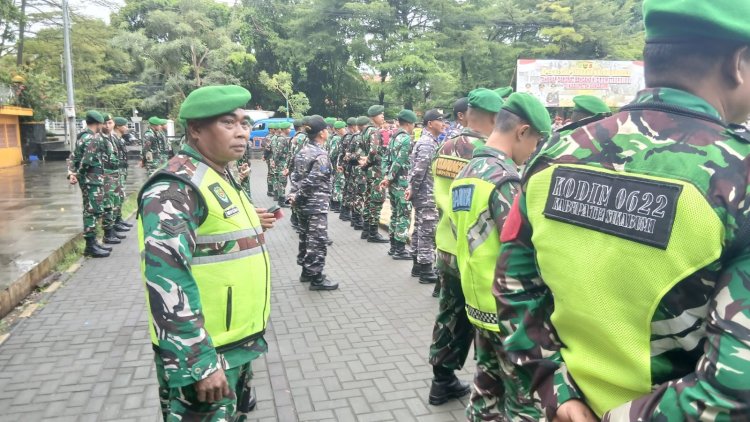 Babinsa Koramil 2205/Kalapanunggal Ikuti Apel Kesiapan Tanggap Bencana di Alun-Alun Kabupaten Sukabumi