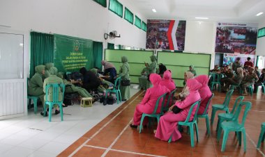 Donor Darah HUT ke-80 Persit Kartika Chandra Kirana Tahun 2026 di Kodim 0622/Kab. Sukabumi