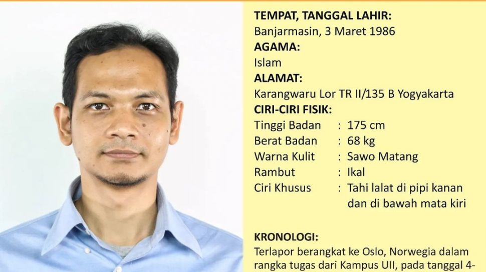 Dosen UII Ahmad Munasir Rafie Pratama Hilang di Norwegia Dosen UII Ahmad Munasir Rafie Pratama Hilang di Norwegia