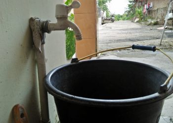 Foto kran air milik salah satu pelanggan Perumda Tirtauli, warga Kelurahan Nagapita, Kecamatan Siantar Martoba, Kota Pematangsiantar.