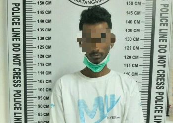 Foto tersangka yang dibekuk personil Satnarkoba Polres Pematangsiantar.