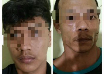 Foto kedua pelaku yang diamankan personil Satnarkoba Polres Simalungun.