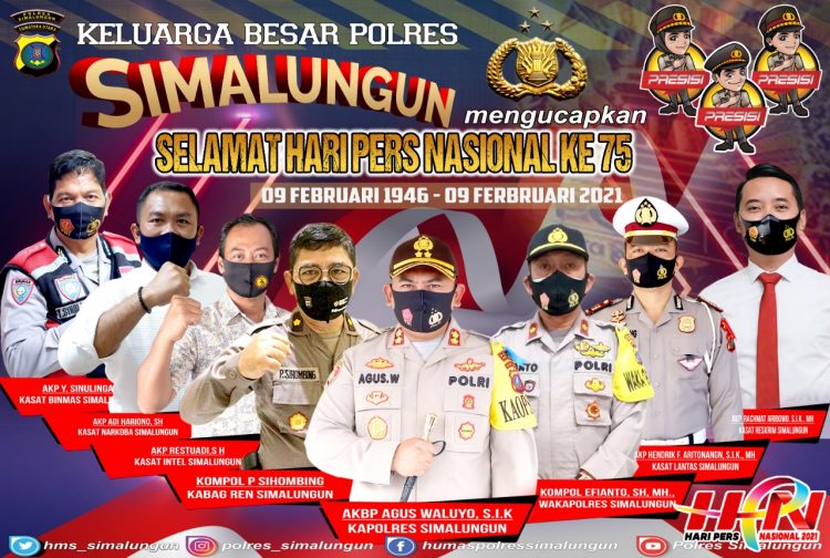 Kapolres Simalungun, AKBP  Agus Waluyo, S.I.K., bersama jajarannya, mengucapkan selamat “Hari Pers Nasional” kepada segenap insan pers.