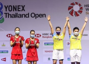 Pasangan ganda putri Indonesia, Greysia Polii/Apriyani Rahayu menjuarai Yonex Thailand Open 2021 di Impact Arena, Bangkok, Thailand, Minggu (17/1/2021). [BWF/Badmintonphoto].