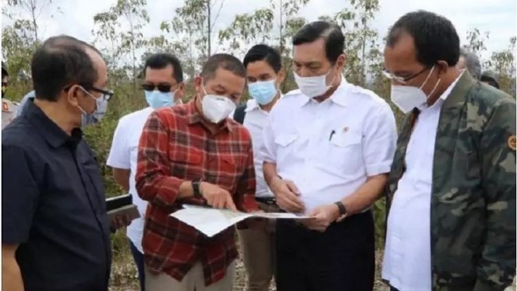 Menko Luhut saat meninjau lahan yang akan dikembangkan sebagai Taman Sains dan Teknologi Herbal Hortikultura (TSTH2) di Humbahas. (Foto: Istimewa)
