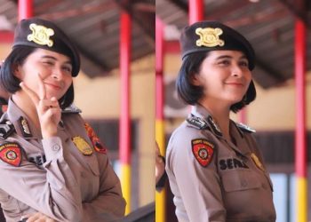 Polwan asal Grobogan, Jawa Tengah yang viral di media sosial. Foto: Dok. Instagram @sefinnnn.