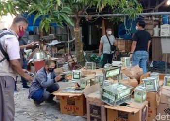 Densus 88 Antiteror Polri menggeledah sebuah rumah di Desa Manunggal, Kabupaten Deli Serdang, Sumut. Di lokasi, Densus 88 menemukan ratusan kotak infak yang diduga dipakai terduga teroris. (Ahmad Arfah/detikcom)