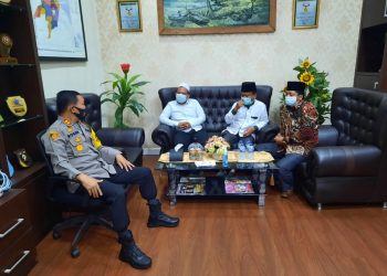 Kapolres Sergai, AKBP Robin Simatupang SH MHum, saat menerima kunjungan Dai Kamtibmas Sumut, Rabu (17/3/2021) pagi tadi, di ruang kerjanya.