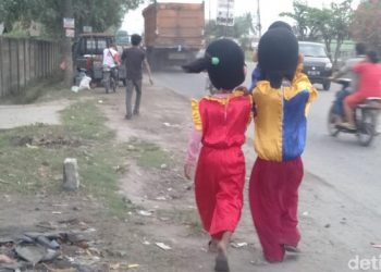 Foto: Badut keliling di Medan/Peny Eriska