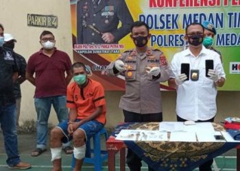 Tersangka pencurian emas yang ditembak polisi di Medan, Sumatera Utara. [Dok.Digtara.com]