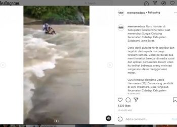 Guru honorer tercebur sungai (Instagram)