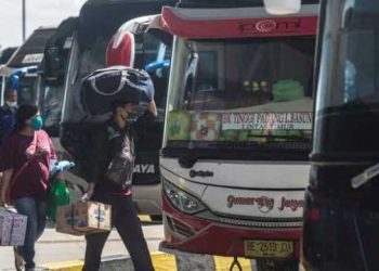 Ilustrasi mudik dengan bus. (Foto: Antara)