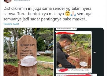 Nisan pakai masker. (Dok: Twitter/AreaJulid)