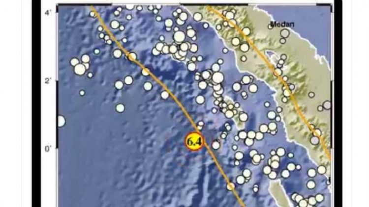 Gempa bumi dengan Magnitudo 6,4 mengguncang Nias Barat, Sumatera Utara (Sumut) Selasa (20/4/2021) pagi pukul 06.58 WIB. (Foto: Tangkapan layar Twitter BMKG)