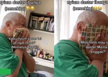 Viral ayah 66 tahun cium-cium daster nenek, alasannya bikin terenyuh banget (TikTok).