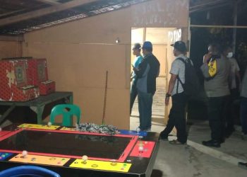 Polres Sergai saat menggerebek lokasi judi, di wilayah Kecamatan Sei Bamban, Kabupaten Sergai, Rabu (28/4/2021) lalu, sekira pukul 18:30 WIB.