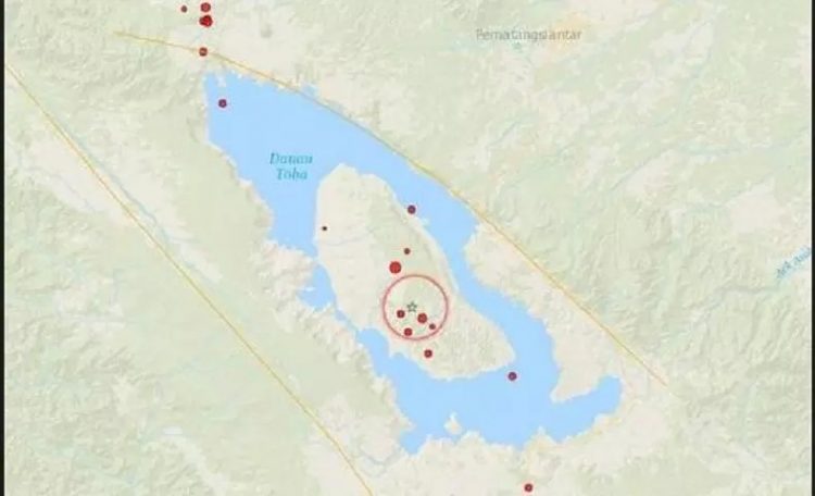 Peta gempa bumi di Toba Samosir. (Foto: BMKG)