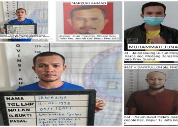 Wajah 5 tahanan BNN Sumut yang kabur dari jeruji penjara, Minggu (16/5/2021) dini hari. (Foto : Istimewa)
