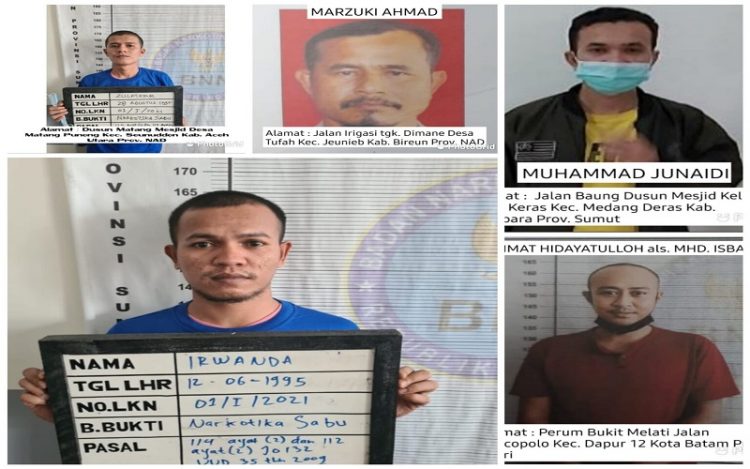Wajah 5 tahanan BNN Sumut yang kabur dari jeruji penjara, Minggu (16/5/2021) dini hari. (Foto : Istimewa)