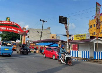 Salah satu pos pengamanan Idul Fitri yang didirikan PT. STTC di gerbang masuk Kota Pematangsiantar.
