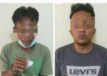 Foto kedua pelaku pengedar sabu yang dibekuk Polisi.