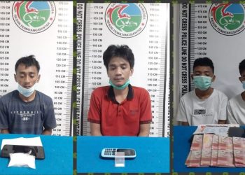 Foto para pelaku dan barang bukti yang diamankan Sat Narkoba Polres Pematangsiantar.