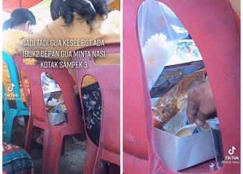 Duh! Emak-emak Ngeborong Nasi Kotak di Pesta Nikah Ini Jadi Sorotan Foto: TikTok/bibir.tebal