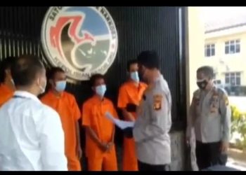 Empat tersangka narkoba ditangkap Polres OKI. (Foto: Fitriadi)