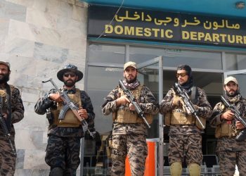 Taliban forces stand guard a day after the U.S. troops withdrawal from Hamid Karzai international airport n Kabul, Afghanistan August 31, 2021. REUTERS/Stringer  NO RESALES. NO ARCHIVE