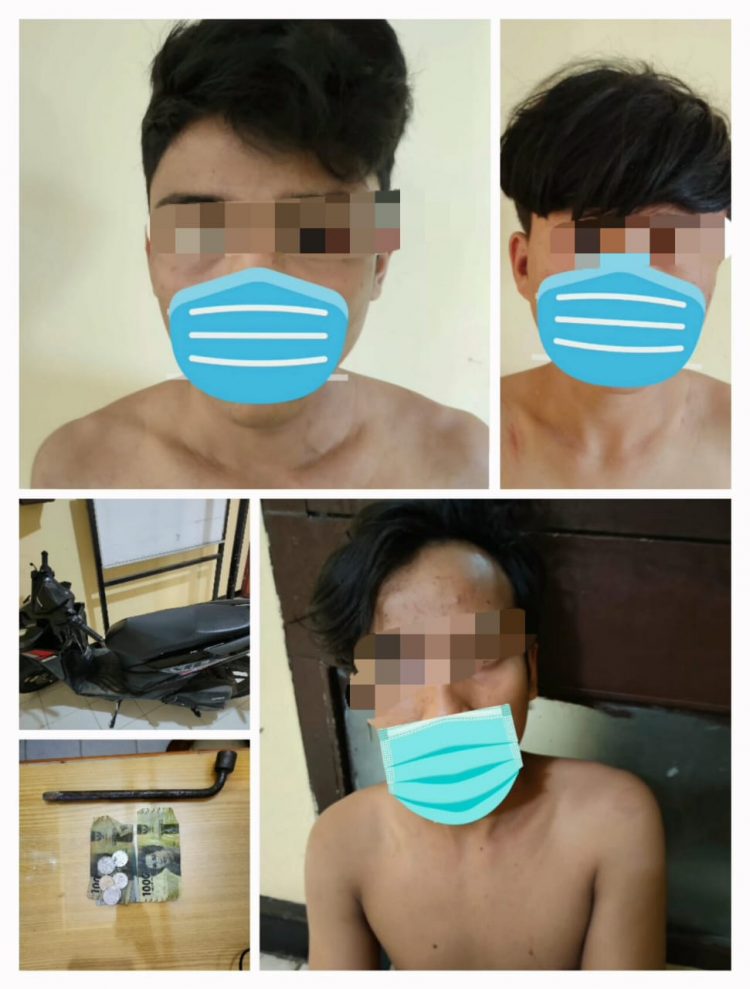 Foto ketiga pelaku dan barang bukti yang diamankan Polisi.