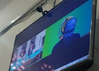 Persidangan virtual kasus pembunuhan oleh oknum polisi terhadap dua perempyan di di Medan, Senin (6/9/2021). (Foto: Istimewa)