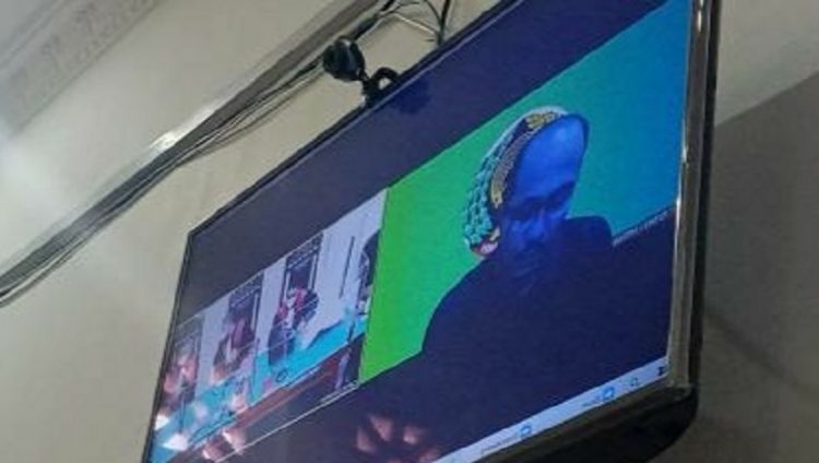 Persidangan virtual kasus pembunuhan oleh oknum polisi terhadap dua perempyan di di Medan, Senin (6/9/2021). (Foto: Istimewa)
