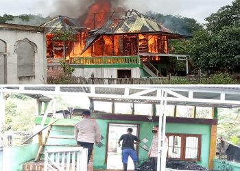 Kebakaran rumah di Dusun II Desa Sentul, Kecamatan Tanjung Batu, Ogan Ilir, Sumatera Selatan (Sumsel) (Foto: Dok Polres Ogan Ilir)