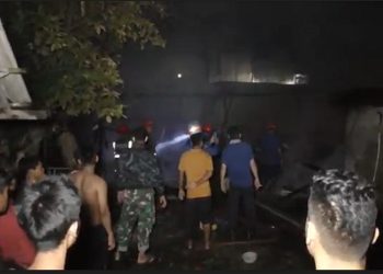 Temat pengolahan ragi di Medan hangus terbakar Jumat (10/9/2021) dini hari. (Foto: Yudha Bahar)