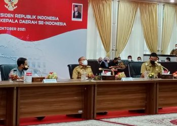 Bobby Nasution saat rapat bersama Nadiem Makarim-Gubsu Edy Rahmayadi di Medan (Arfah/detikcom)