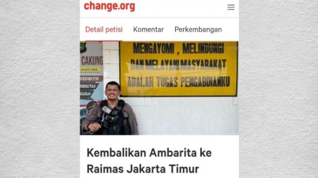 Muncul Petisi Kembalikan Aipda Ambarita Ke Raimas Jakarta Timur