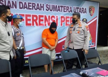 Konferensi pers kasus pencabulan di Polrestabes Medan (Datuk/detikcom)