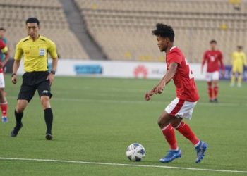 Timnas Indonesia U-23 berhadapan dengan Australia di Kualifikasi Piala Asia U-23 2022 di di Republican Central Stadium Dushanbe, Tajikistan, Selasa (26/10/2021) malam WIB. (dok. PSSI).