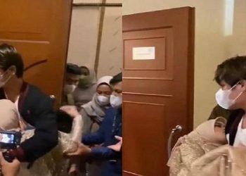 Tangkapan layar video Lesti Kejora yang pingsan hingga digendong suaminya Rizky Billar. (Instagram Viral Sekali)