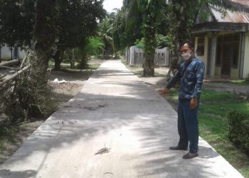 Kondisi proyek pengerasan rabat beton di Nagori Parbutaran yang telah rampung dikerjakan.