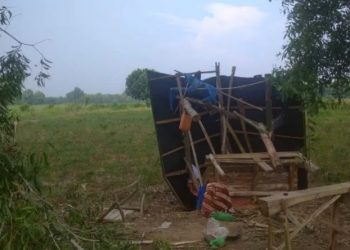 Gubuk yang menjadi saksi sembilan orang di Lampung Timur tersambar petir, dua tewas di lokasi (Antara)