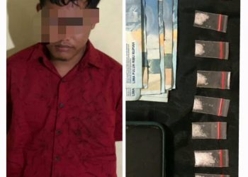 Foto pelaku dan barang bukti yang diamankan Polisi.