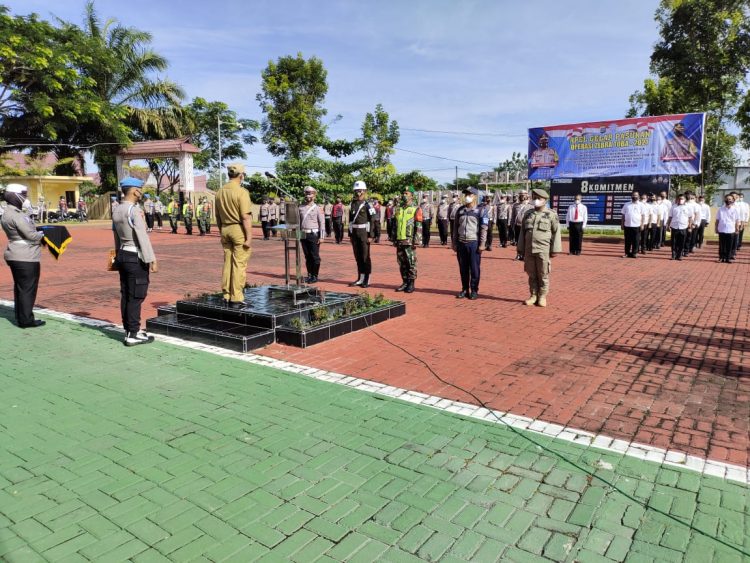 Apel gelar pasukan Operasi Zebra Toba Tahun 2021 di Lapangan Apel Polres Simalungun, Jalan Jhon Horailam, Kecamatan Pematang Raya, Kabupaten Simalungun, Senin (15/11/2021) pagi tadi, pukul 09.00 WIB.
