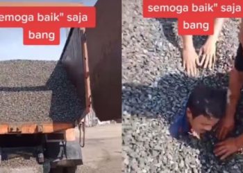 Pria Tertimbun bebatuan (tiktok.com/@adisantoso96)