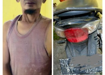 Foto pelaku dan barang bukti yang diamankan Polsek Bangun.