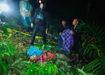 Foto kondisi korban yang diduga korban pembunuhan saat ditemukan di lokasi kejadian.