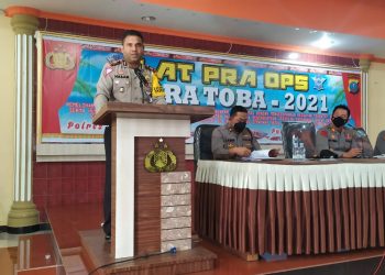 Lat Pra Operasi Zebra Toba 2021 Polres Pematangsiantar, pada Sabtu (13/1/2021) pagi tadi, sekira pukul 08.30 WOB,  di Aula Widya Satya Brata Polres Pematangsiantar.